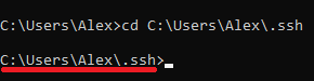 Screenshot showing an example in Command Prompt of how to switch to another directory with the "cd" command.