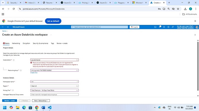 azure databricks error