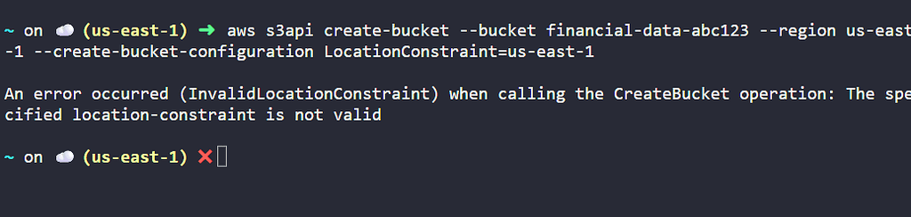 Not able to create s3 bucket by using command line as well - AWS ...