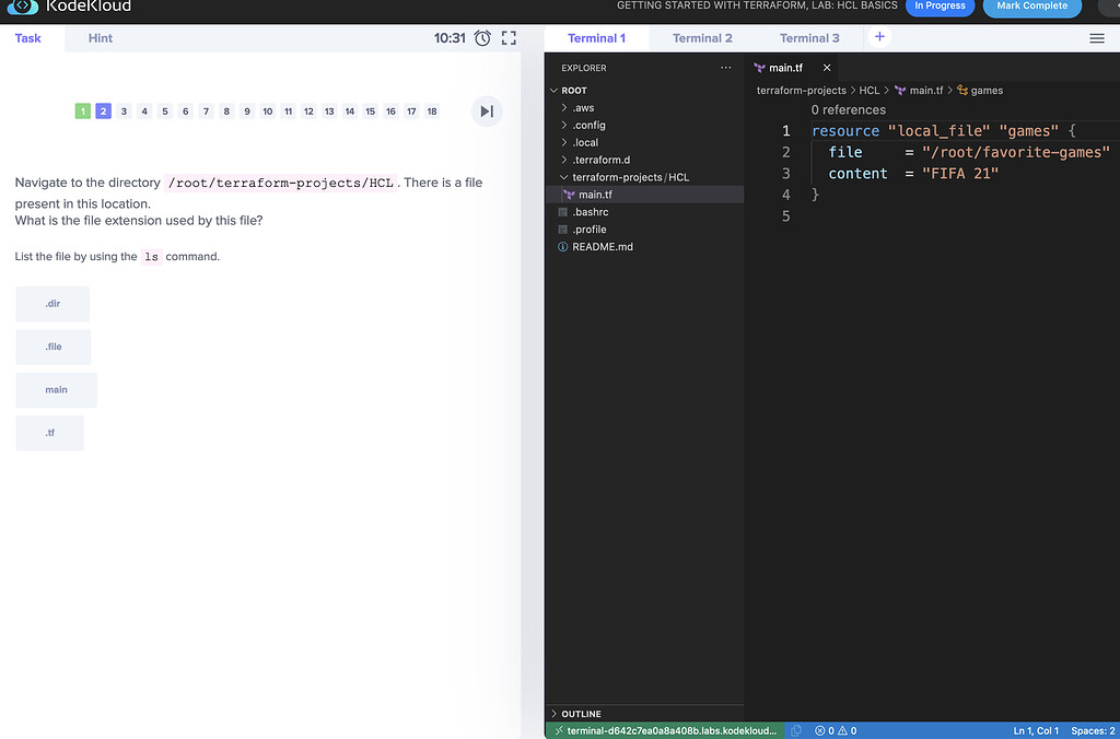 Unable to open terminal in cource's lab Ansible KodeKloud DevOps