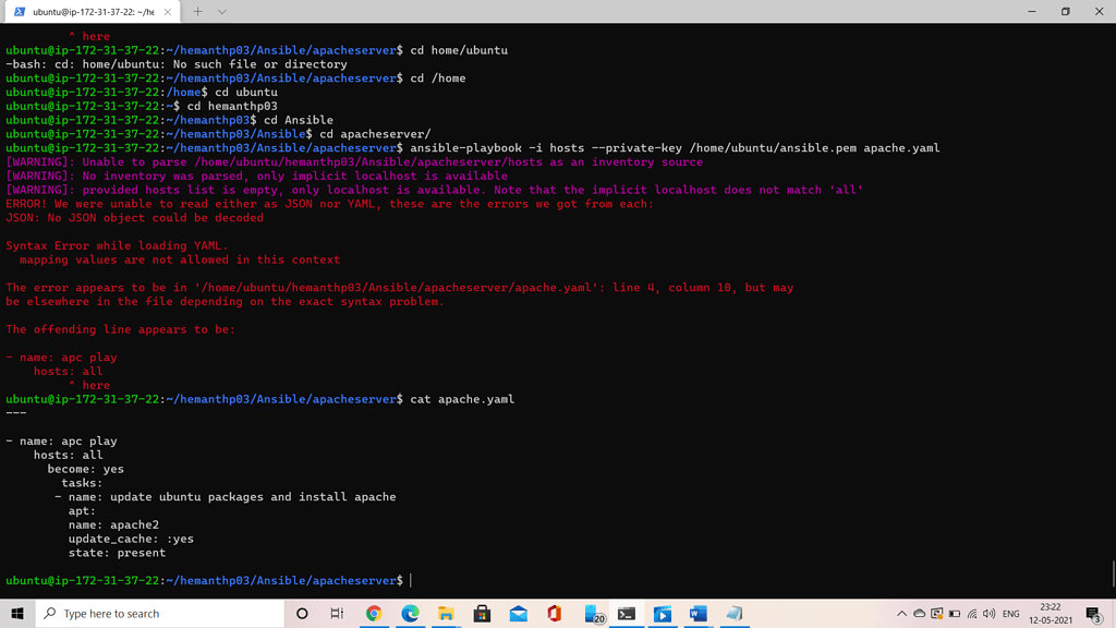 Ansible playbook errors Ansible KodeKloud DevOps Learning Community